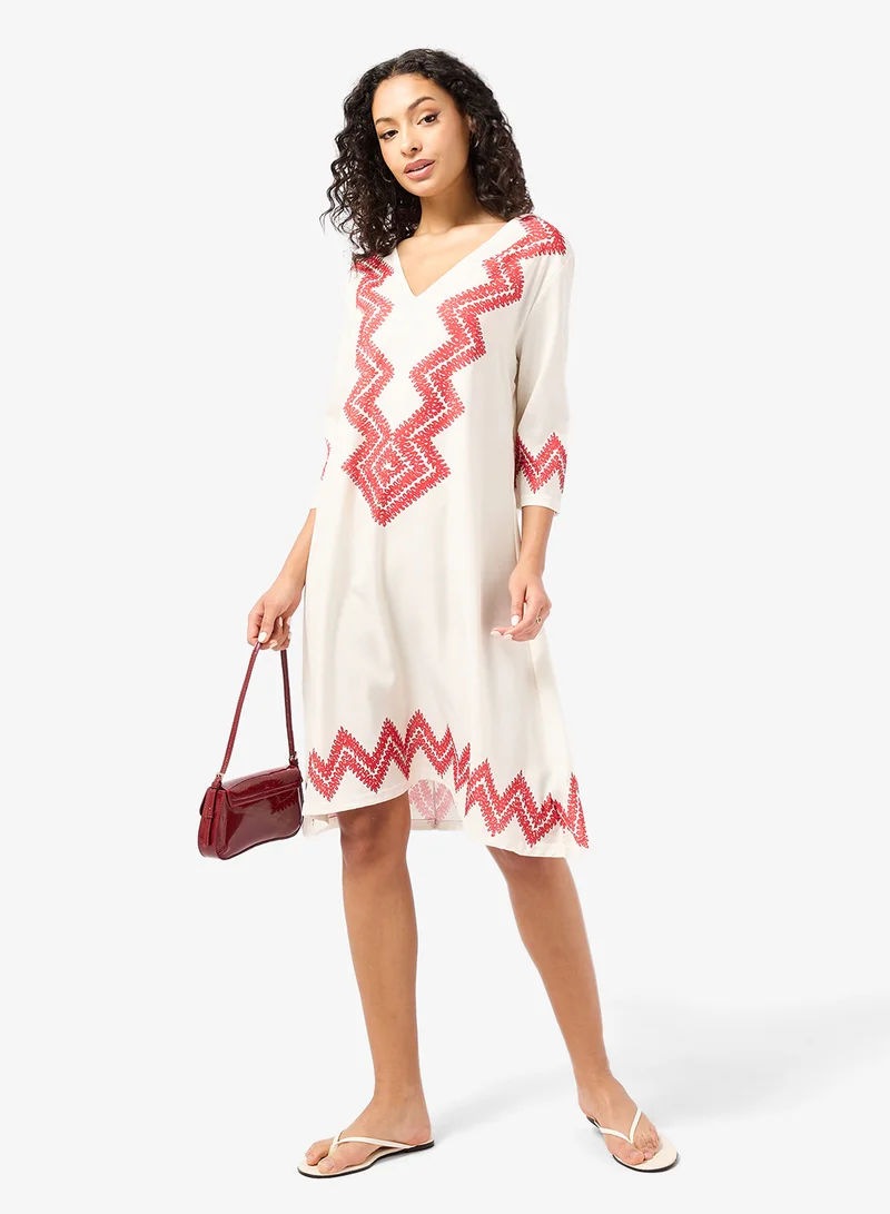 Ginger V Neck Chevron Kaftan Beach Dress